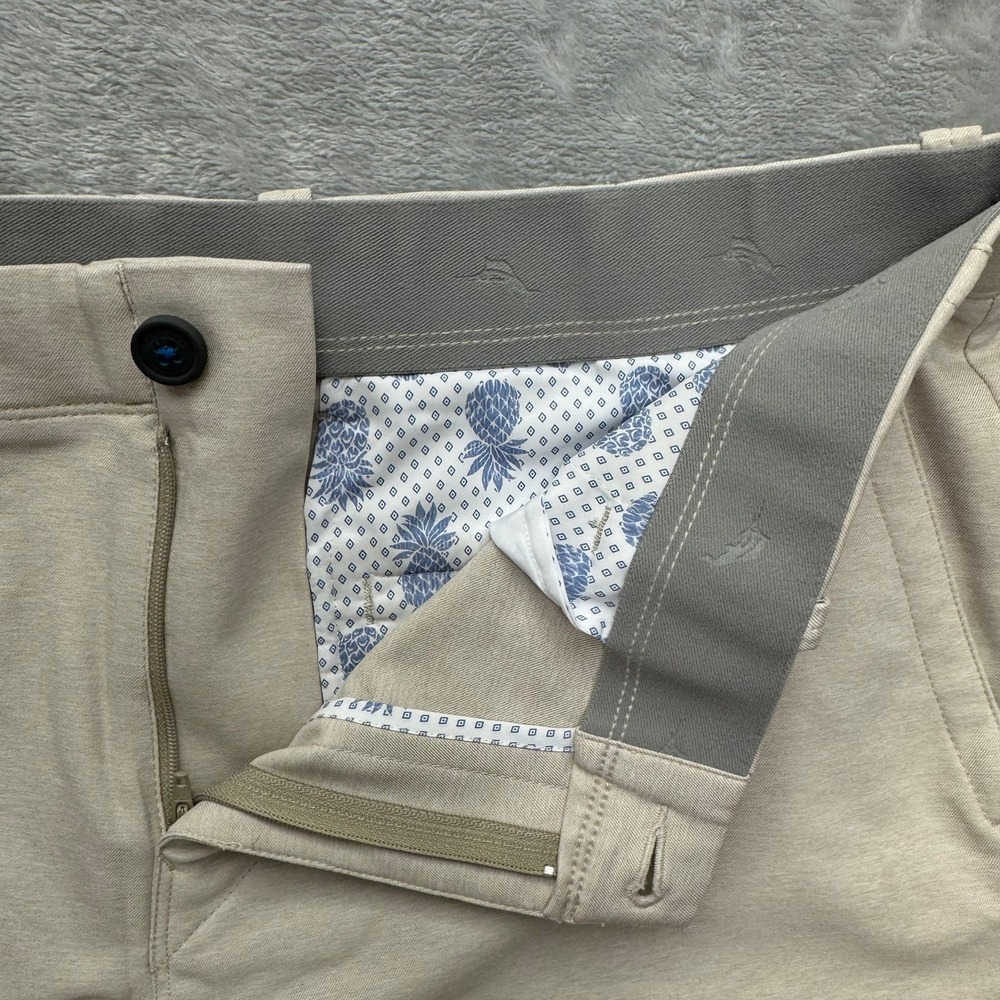 Tommy Bahama Pants Mens 35x32 Beige On Par Flat Front Chino Golf Casual Trouser - Picture 9 of 12